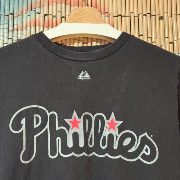 Philadelphia Phillies Carlos Ruiz 51 100% Cotton Majestic T-Shirt, Black, Small - Picture 3 of 11